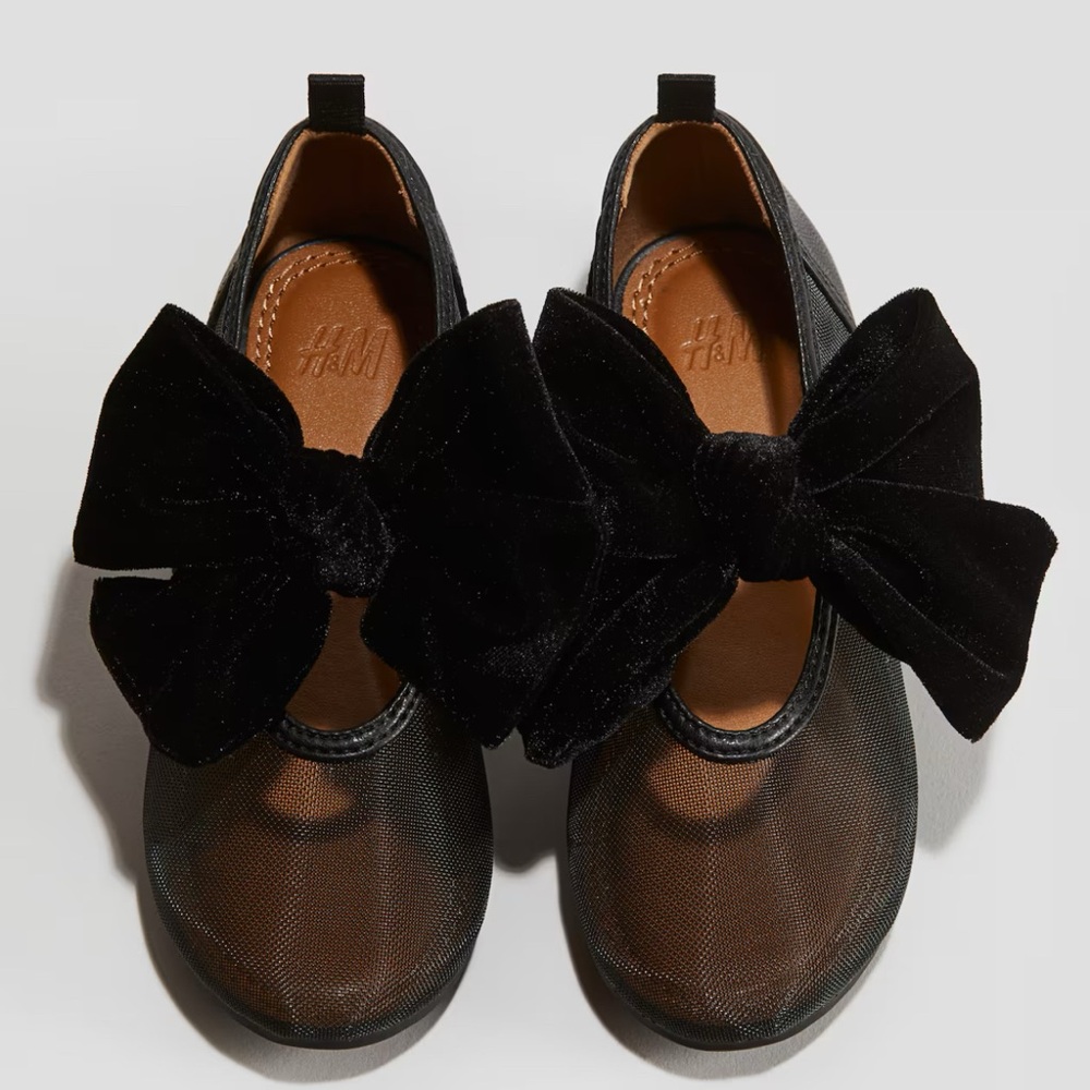 H&M Kids Black Dress Shoes with Velvet Bow